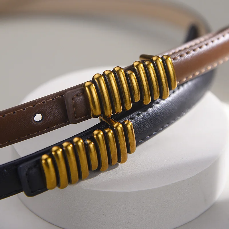 New women's slim waist belt decoration with elegant and smooth buckle belt