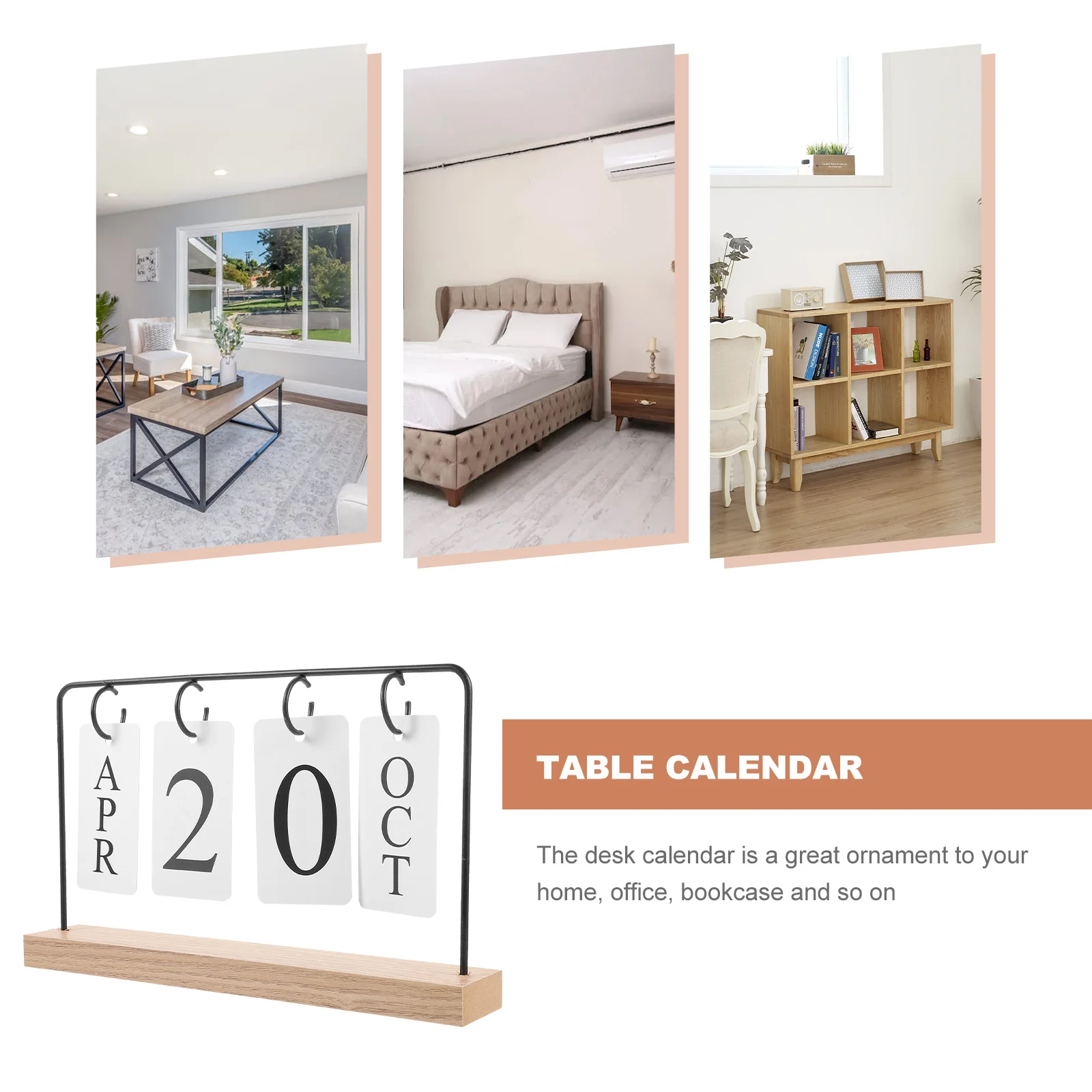 

1pc Wooden Flip Calendar Creative Desk Decor For Home Office Tabletop Perpetual Calendar Standing Rustic Farmhouse Desktop