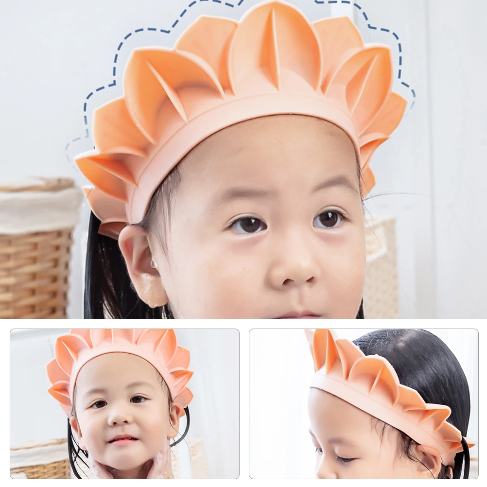 

Adjustable Shower Hat Waterproof Bath Cap For Ear Protection Comfortable Cartoon Bathing Cap Shampoo Shield