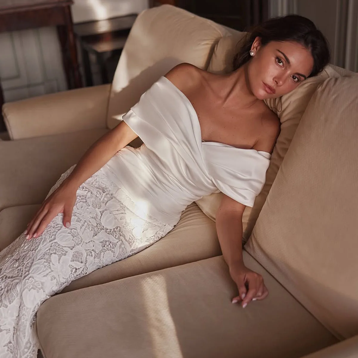 Customized Luxury Mermaid Wedding Dress For Girls Open Back 3D Flowers Sleeveless Lace Off The Shoulder Wedding Dresses