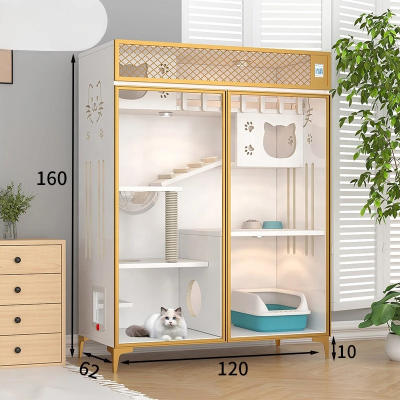 Gran oferta, Villa para gatos de madera maciza de lujo, cama nido, jaula de madera para mascotas, escaparate para gatos, casa para gatos para Ama