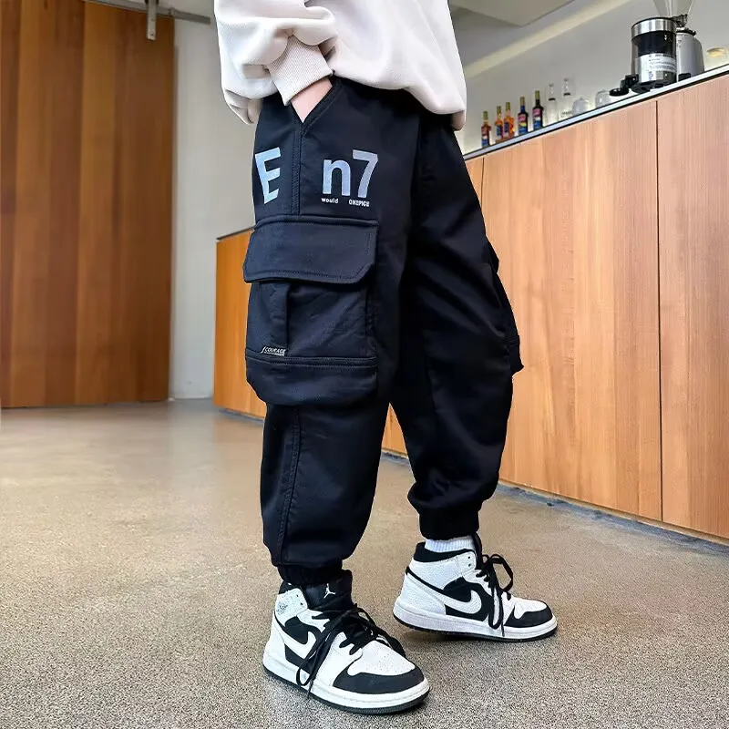 Boys Pants Spring and Autumn Casual and Handsome Pants Teenage Boys Loose Fitting Cargo Pants