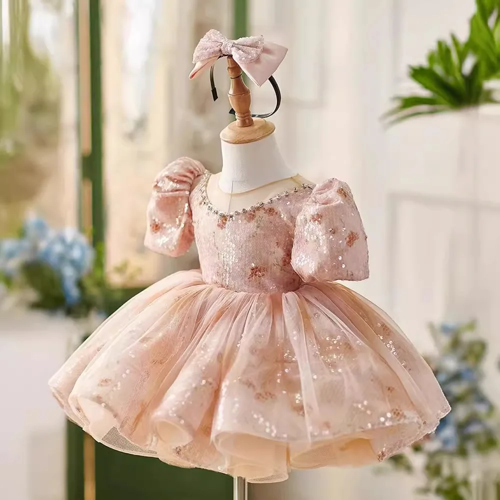 Kinder Abendkleider Pailletten Prinzessin Kleider elegante Mädchen formelle Ballkleider 3-12y Geburtstag Bankett Kleidung