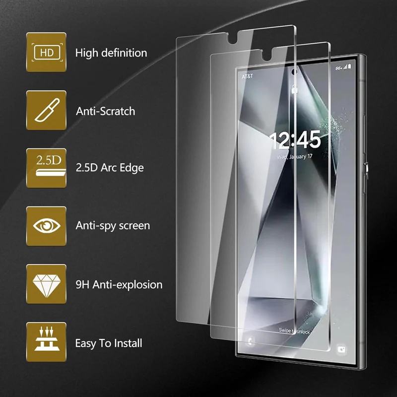 Tempered Glass For Samsung Galaxy S24 Ultra S24+ Screen Protector Transparent Glass For Samsung S24 Plus Fingerprint Unlock
