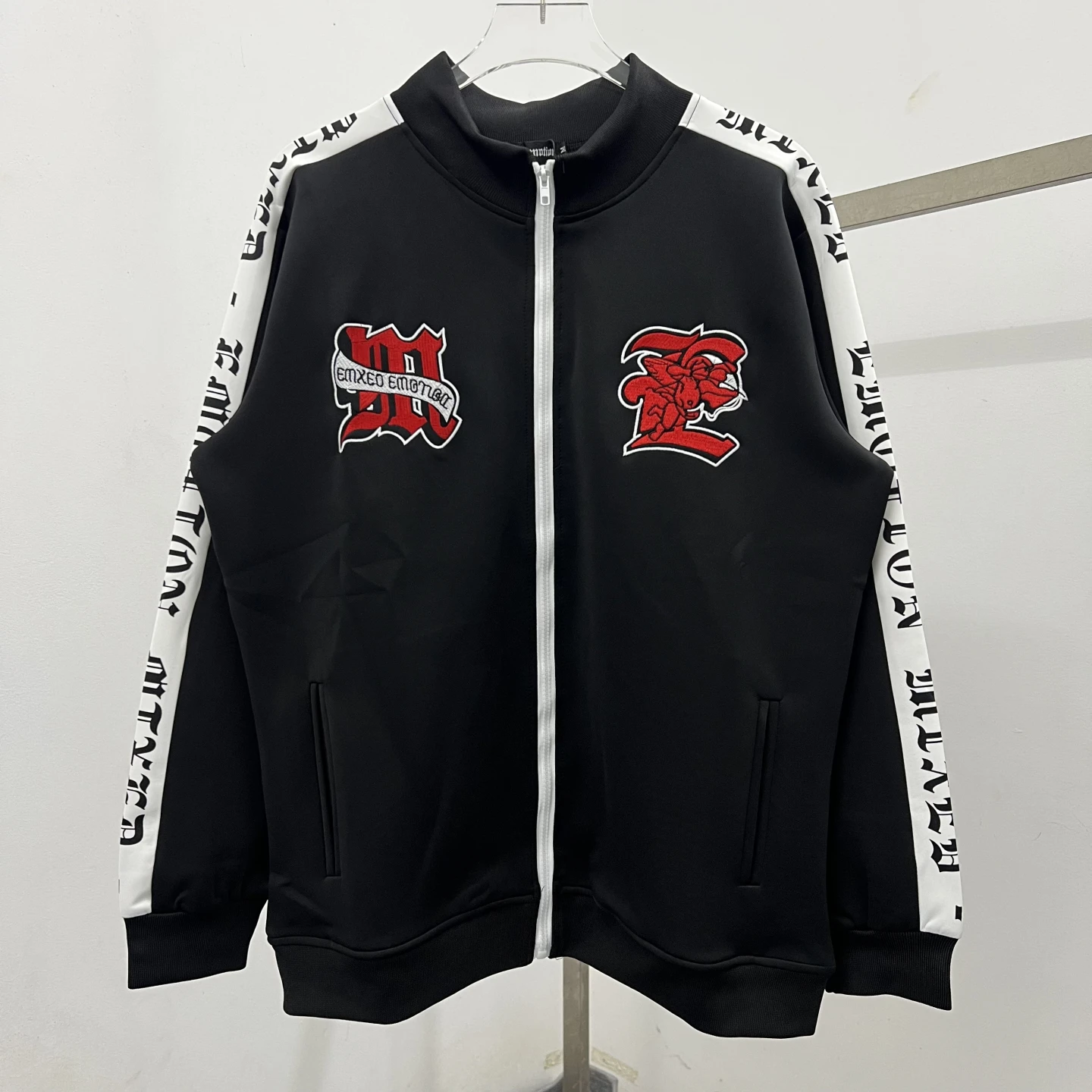 

Мужской свободный кардиган-свитшот в американском стиле с вышивкой, воротником-стойкой и молнией, молодежный повседневный, из хлопка