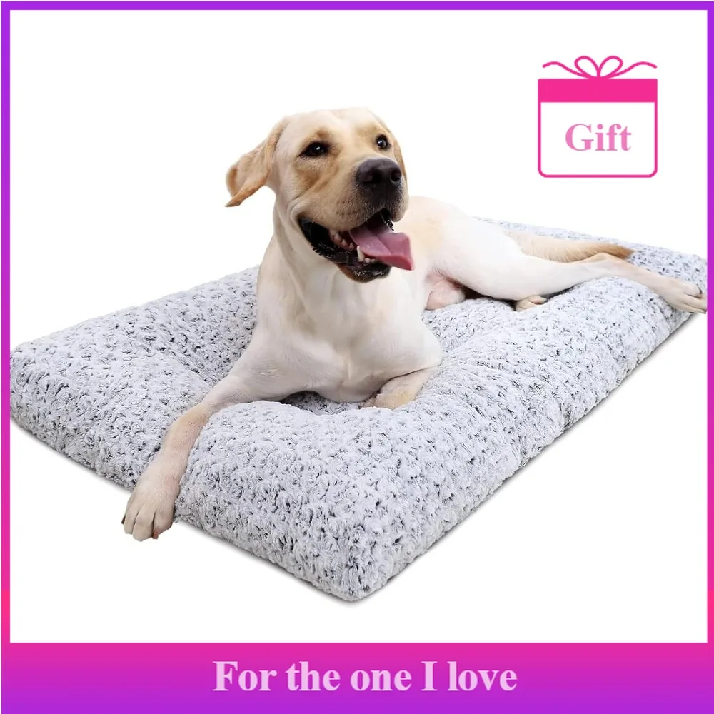 

Plush Dog Bed, Comfortable Dog Crate Mat, Non-slip Pet Sleeping Mat, Washable Dog Bed