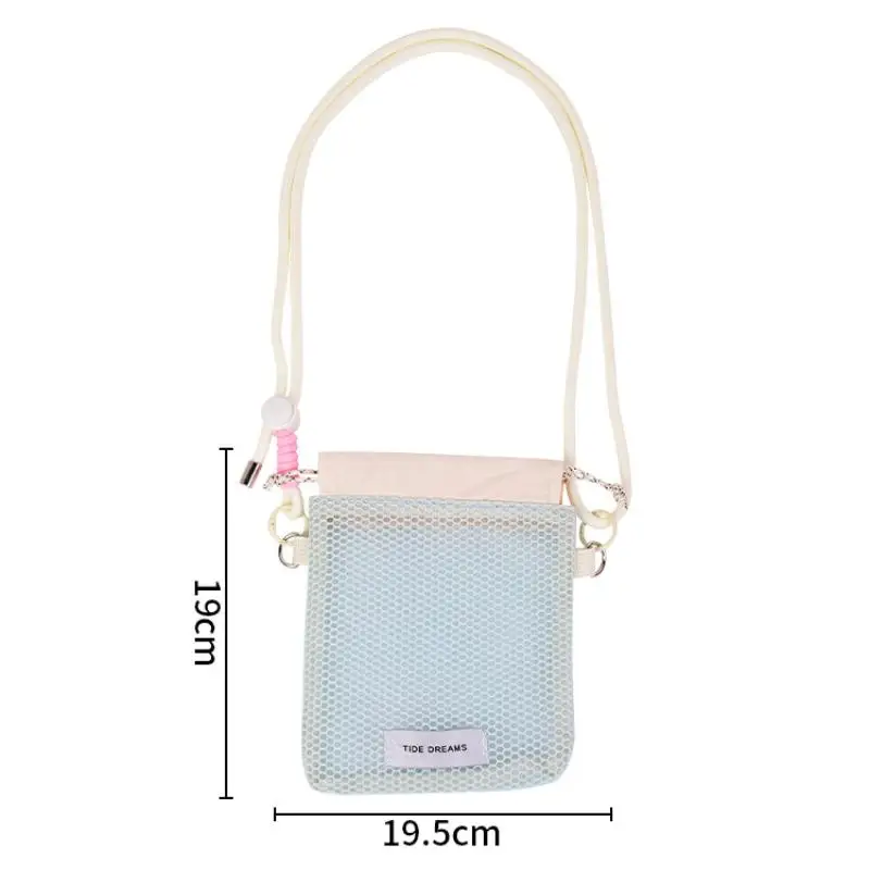 [F] Trendy Grid Mesh Phone Bag Crossbody Drawstring Pouch Breathable And Durable Small Sling Bag For Daily Commute And Travel view 5
