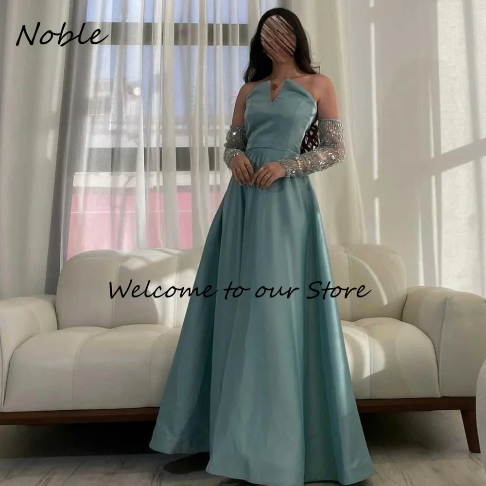 Noble Elegant Strapless Formal Occasion Gowns A-Line Evening Dresses Floor-Length Pleated Party Dress for Women Long Prom Gown