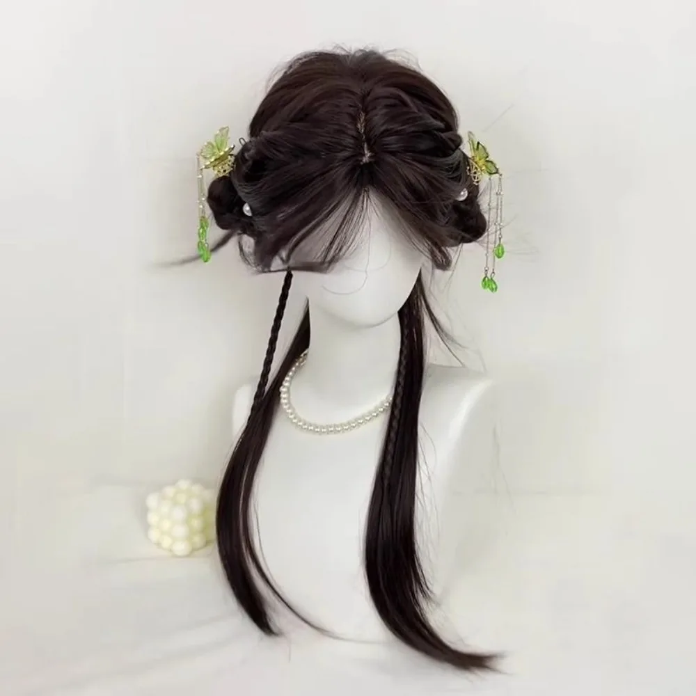 

Halloween Costume Wig Neo-Chinese Wig: Natural Long Black Straight Hair Full Cap Modern Hanfu Wig