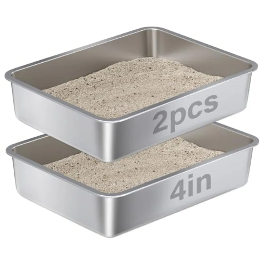 

Stainless Steel Litter Box - Metal Cat Litter Box -4" H Catlitter Boxes Cat Litterbox Tray Pet Toilet Supplies for Indoor Kitty