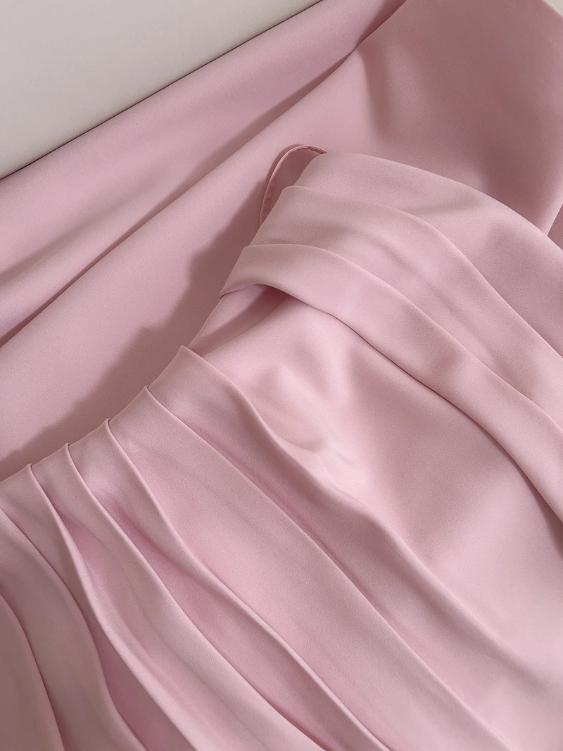 

Розовое платье Ele с разрезом и высокой талией, утягивающее плиссированное платье на бретельках, корейская длинная юбка без свека для пар, осень