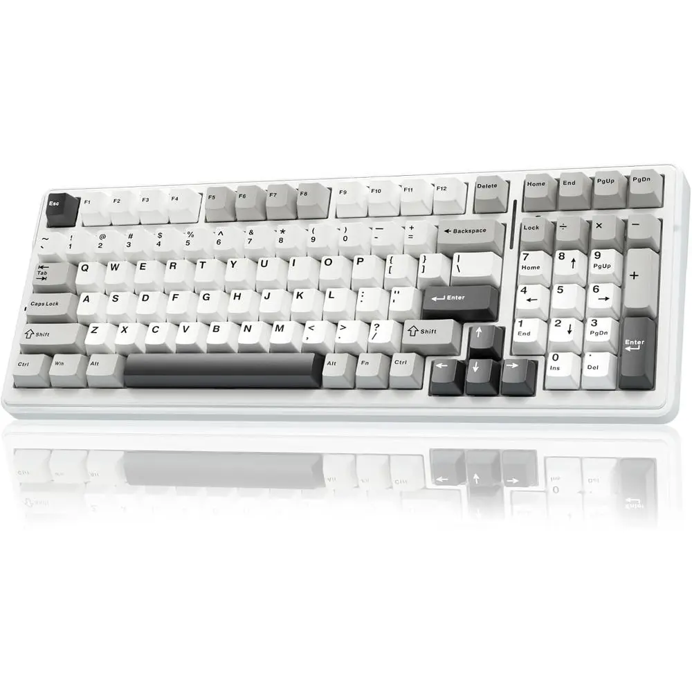 Mechanical Keyboard with Tri-e BT5.0/2.4GHz/USB-C, Hot Swappable, Pre-lubed Linear Switches, RGB Backlit for Gaming and Devices