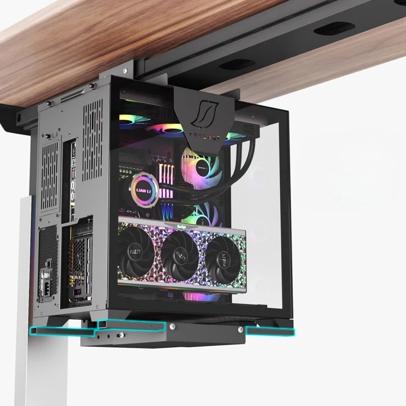 Under Desk PC Mount Floating CPU Holder Universal Computer Case Suspension Bracket Space Saving Gaming Workstation Organizer