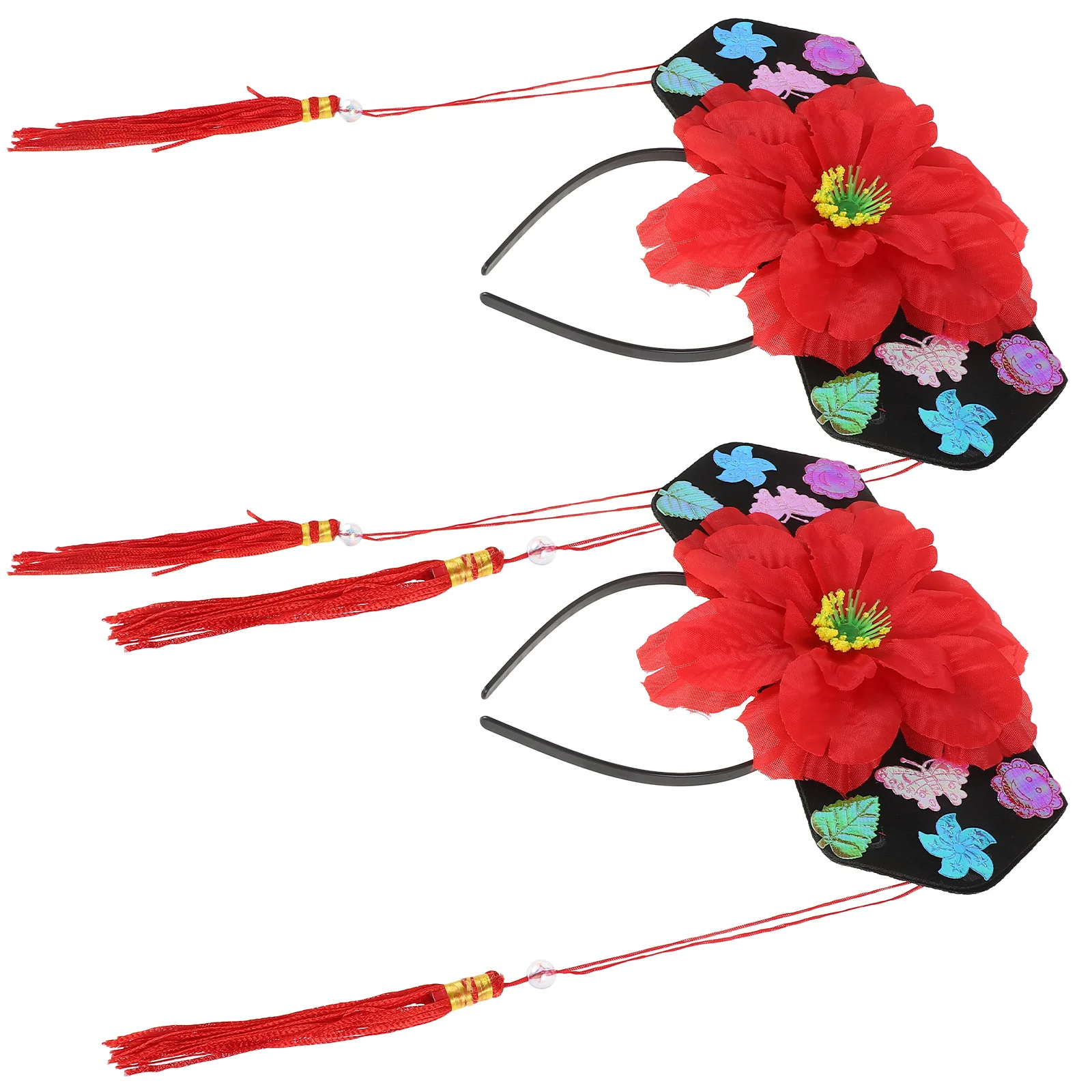 

2Pcs Chinese Style Headdress Bright Colors Exquisite Workmanship Lightweight Comfortable Fit for Party Wedding Decoration Unique