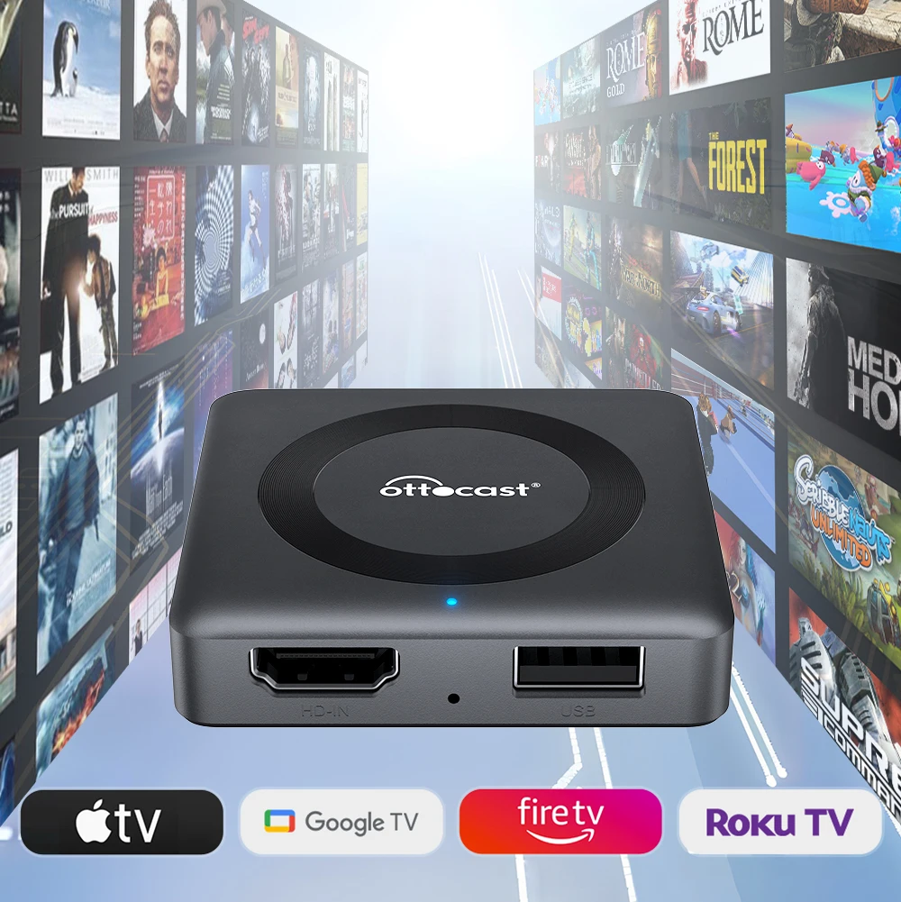 Ottocast Carplay Android Auto adaptador inalámbrico Smart AI Box cableado Carplay a entrada inalámbrica y HDMI Carplay Box