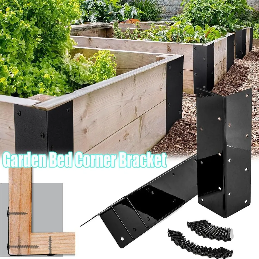 

Metal Garden Bed Corner Bracket with Screws Rustproof Garden Bed Corner Bracket Connector 90 Degree Edging Fixing Bracket