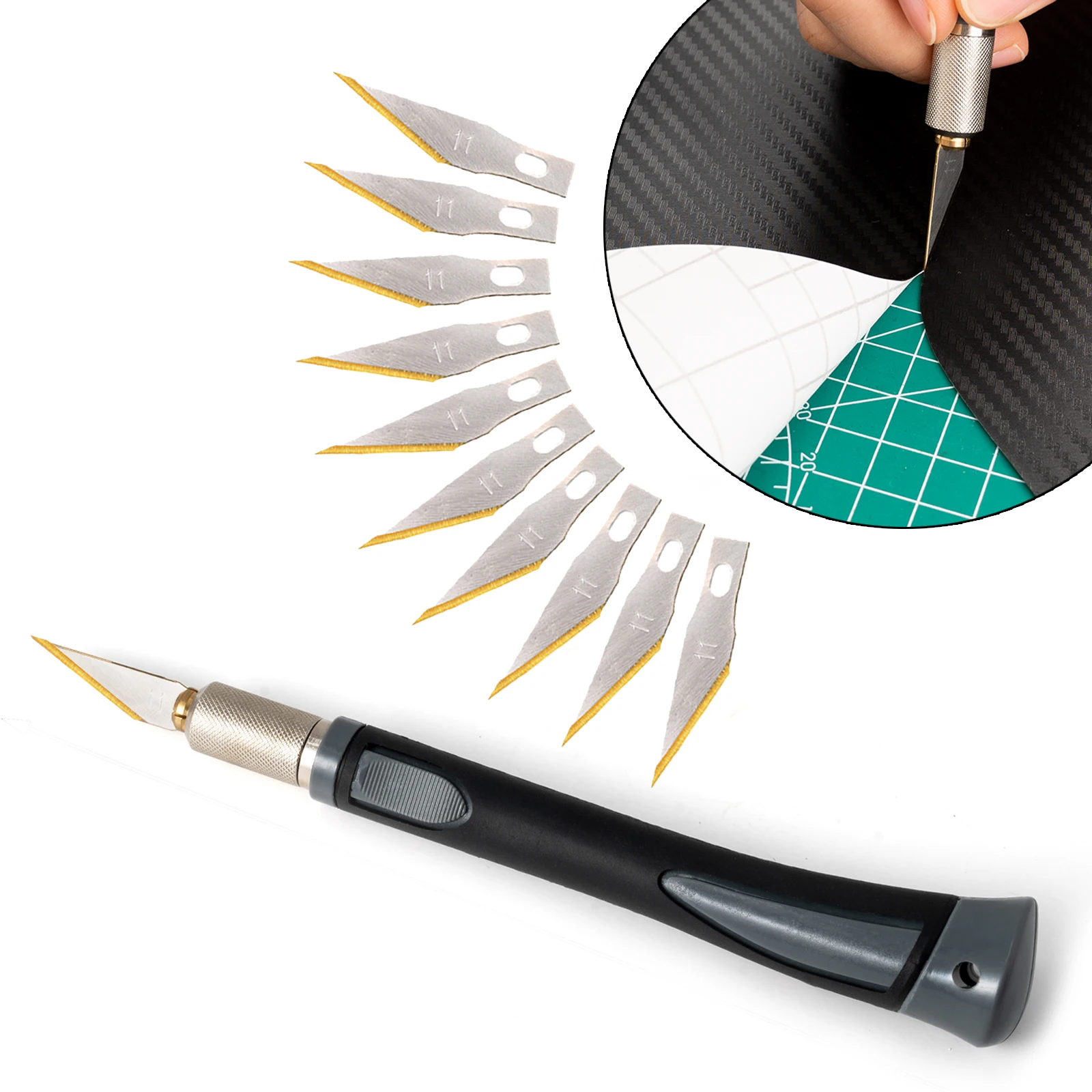 

FOSHIO Titanium Edge Scalpel Blade Carving Knife Car Tint Carbon Fiber Film Styling Cut Engraving Knives Crafting DIY Tool Set