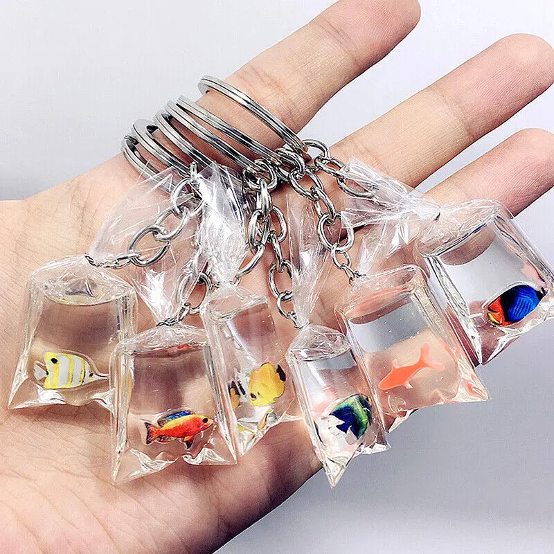 Simulation Goldfish Auto Car Keyring, Transparent Water Bag, Fish Resin Charms Pendant, DIY Car Ornements Pendant, 2023