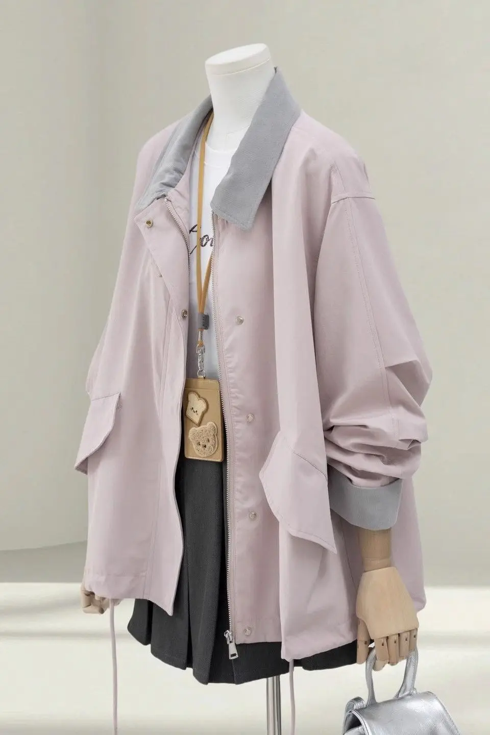 Contrast Color Trench Coat Women, Popular Patchwork Style, New 2026 Spring/Autumn Collection, Loose Casual Jacket For Petite