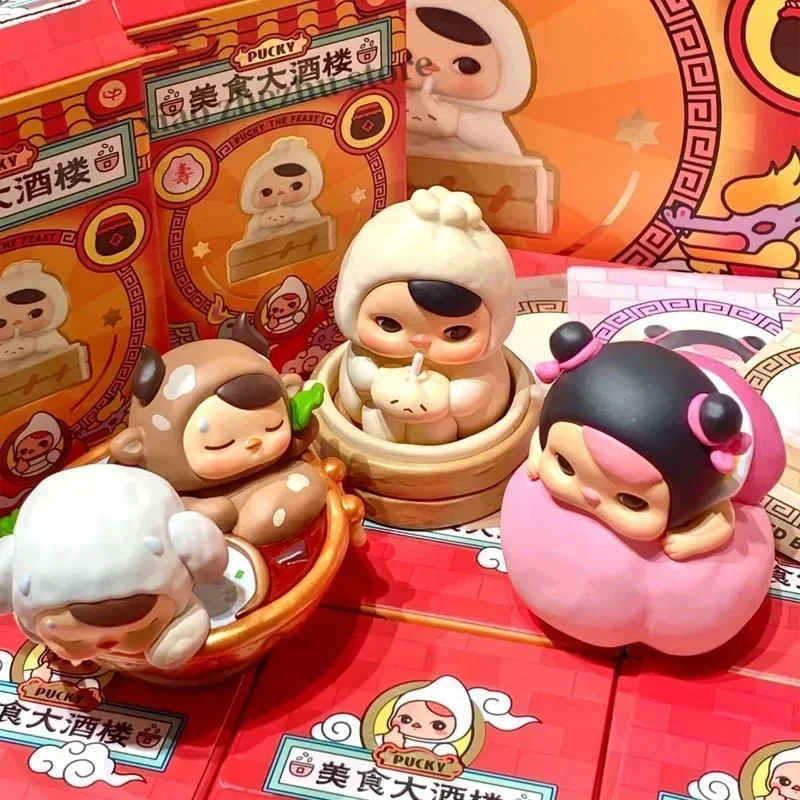 

Pucky The Feast Series Figure Steamed Bun Action Figure Hot Pot Anime Figure Longevity Peach Dolls Decor Collectible Toys Gift