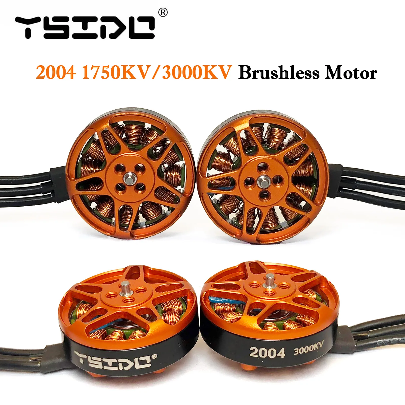 

4Pcs YSIDO 2004 1750KV 3000KV Brushless Motor compatible 3.5-5inch propeller for Toothpick Long Range RC FPV Racing Drone