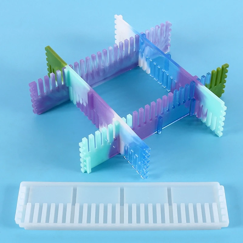 Creative Comb Shape Frame Silicone Mold Multifunctional Epoxy Resin Casting Mold Fixed Frame Rectangle Incense Box Mould