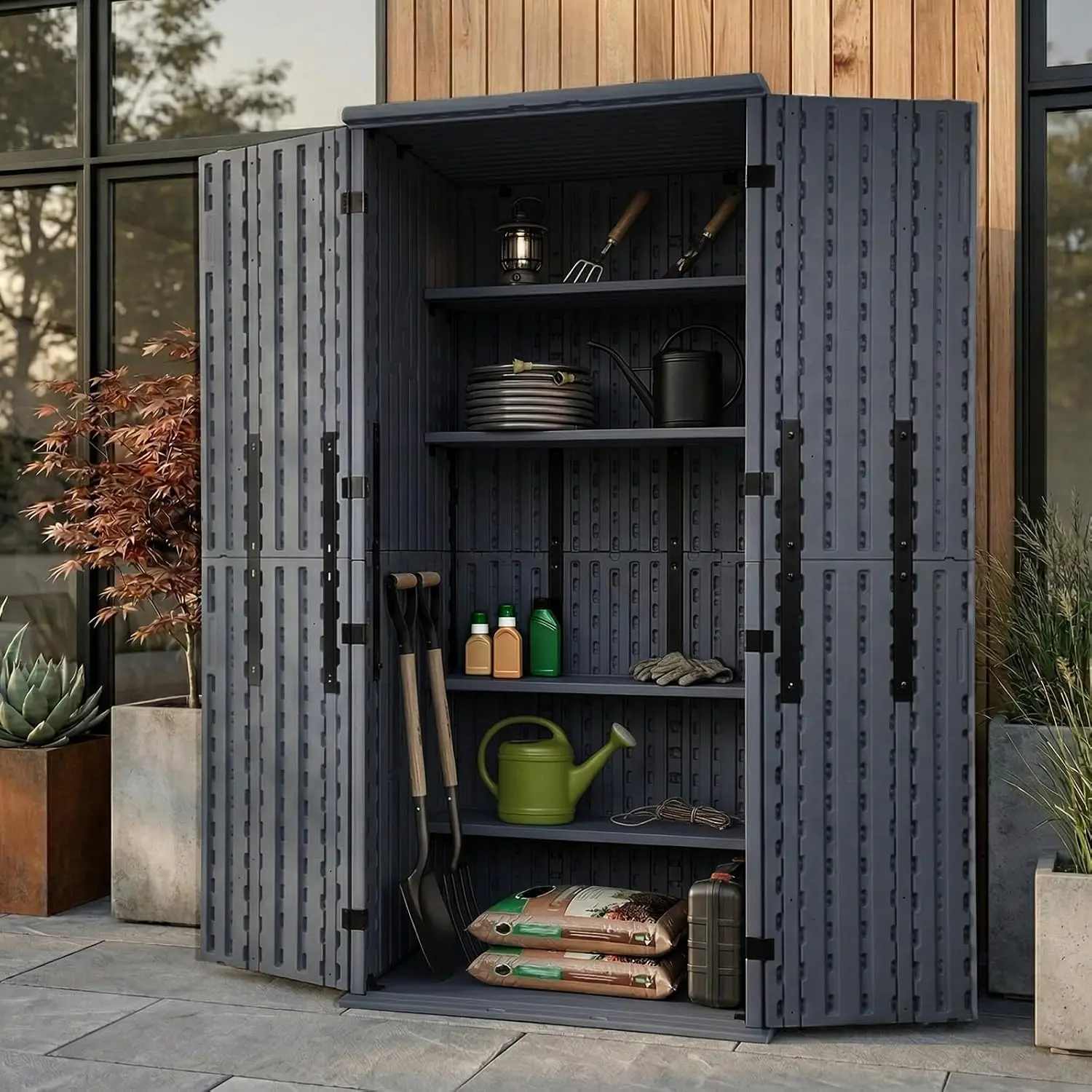 Heavy Duty Storage Cabinet Weatherproof 28 Cuft Garage Cabinet 4 Adjustable Shelves Lockable Organizer 31Wx23Lx66H, Customized