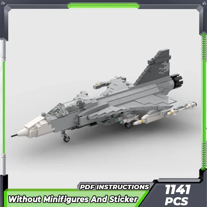 Moc Mattoni da costruzione Modello militare Il JAS-39 Gripen Fighter Tecnologia Blocchi modulari Regali Giocattoli per bambini Set fai da te Assemblaggio