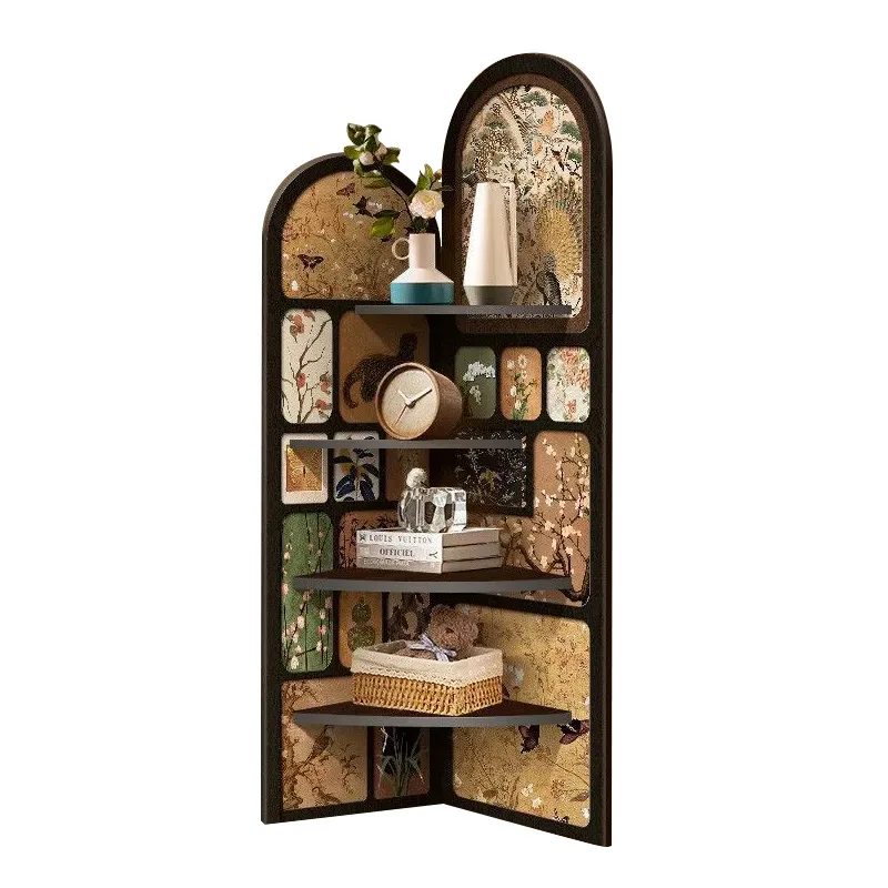 Medieval Corner Rack Living Room Corner Cabinet Corner Cabinet Bookcase Retro Locker Locker Shelf