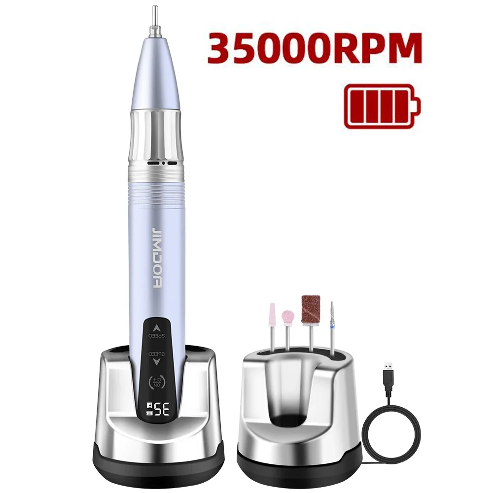 

35000RPM Electric Nail Drill Pen for Manicure Pedicure Rechargeable Portable Nail Machine for Gel Polishing Salon Nail Equipment