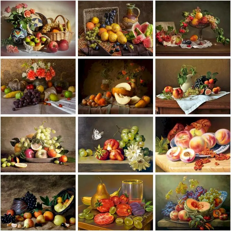 

CHENISTORY Diamond Embroidery Mosaic Fruit on the table 5D Diamond Rhinestones Paintings Still life Cross Stitch Kits Bedroom