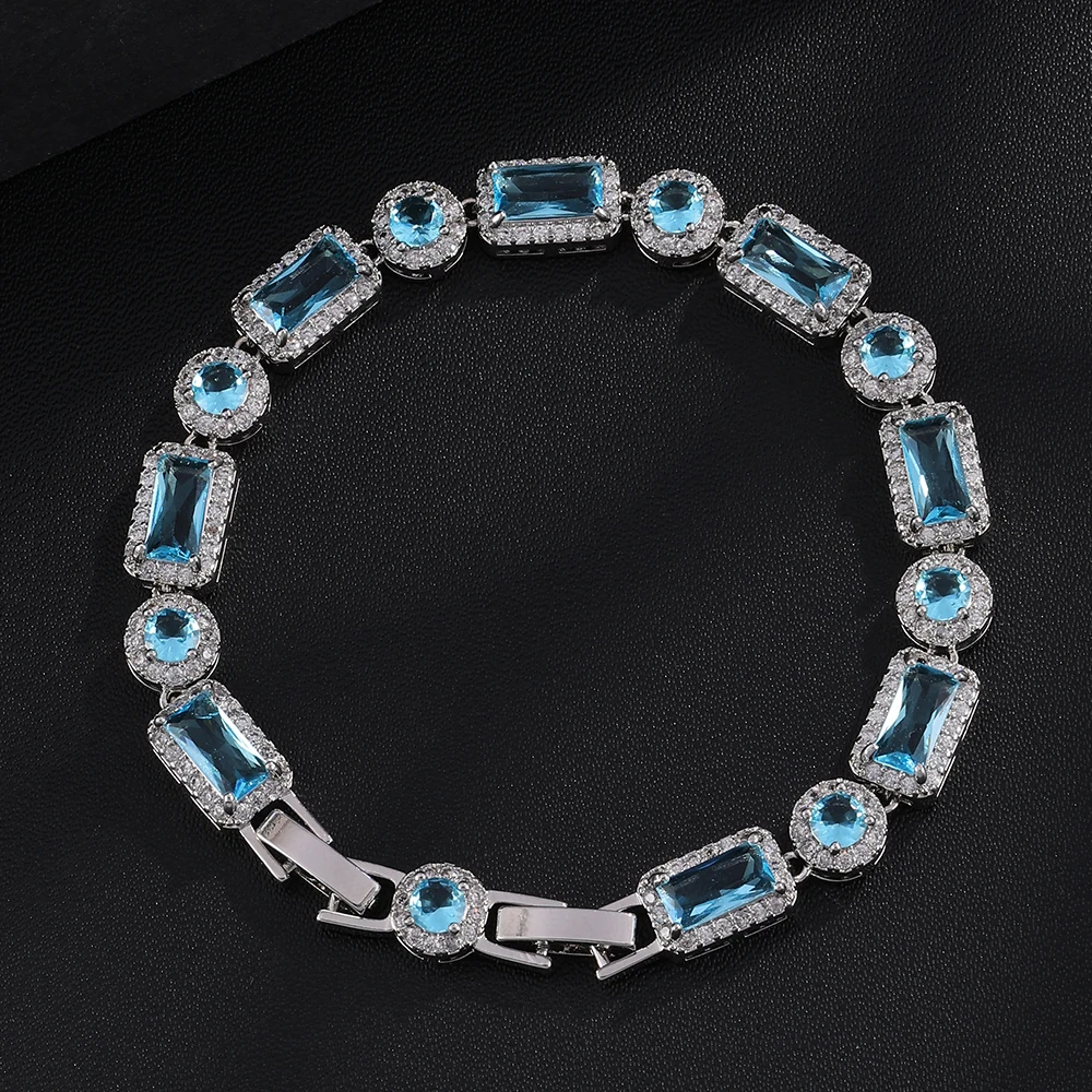 ZAKOL Neues Luxuriöses Glänzendes Buntes Geometrisches Zirkon-Kristall-Armband für Frauen, Wunderschöner Schmuck für Hochzeit und Party, Geschenk – Detail 11