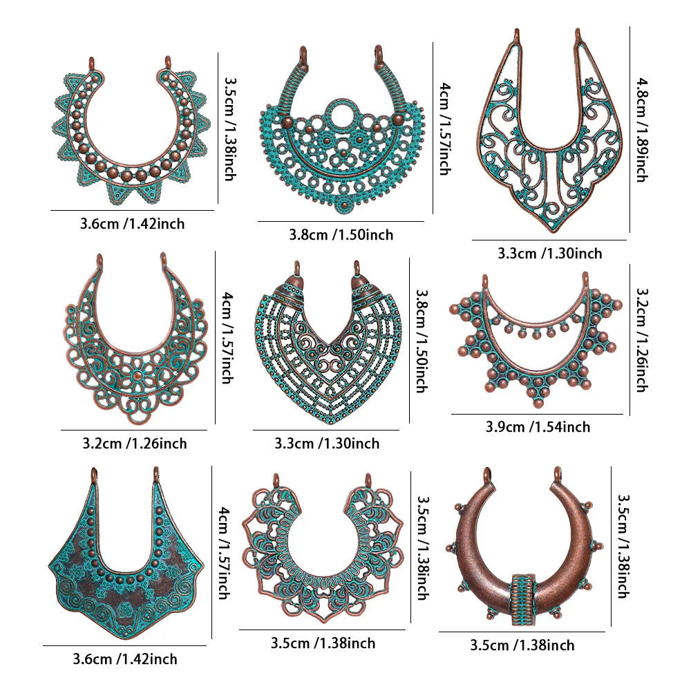 Bohemia Ethnic Vintage Antique Engraved Charms Pendants for DIY Jewelry Making Earrings Necklace Findings Components Accessories