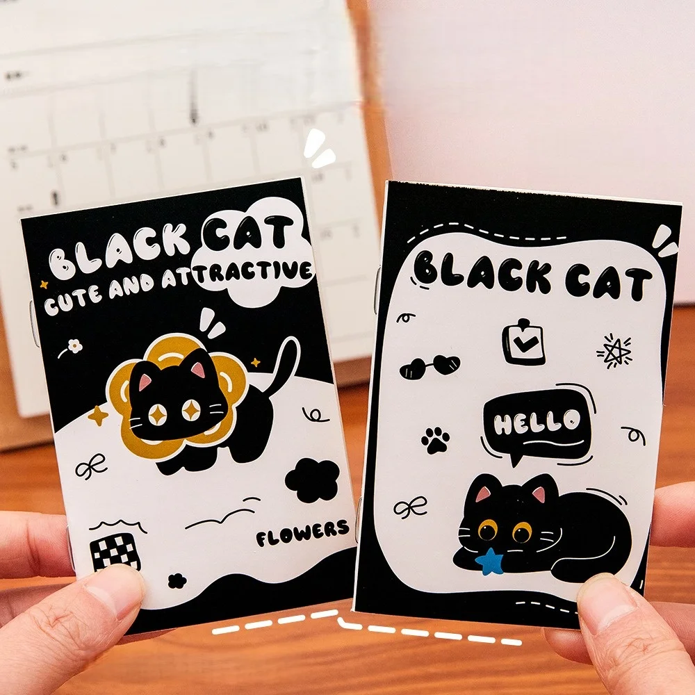 Softcover Memo Notebook Mini Black Cat for Students Pocket Lined Cute Journal Portable Book Gifts School Stationery
