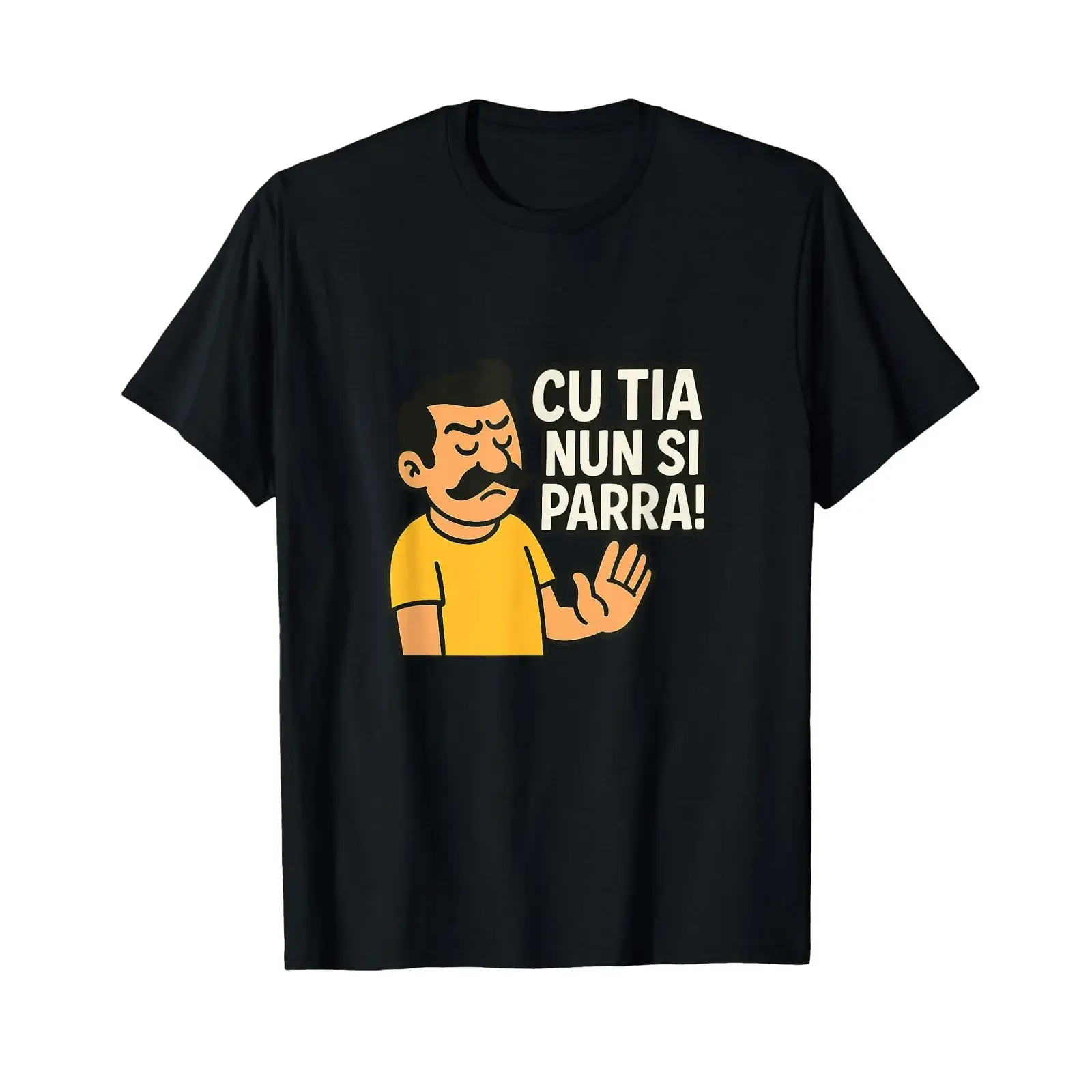 Camiseta vintage de moda con efecto lavado, suave, elegante, estilo streetwear, transpirable, con la frase 'Cu tia nonne si parra Dialetto Siciliano Sicilia Sizilien'