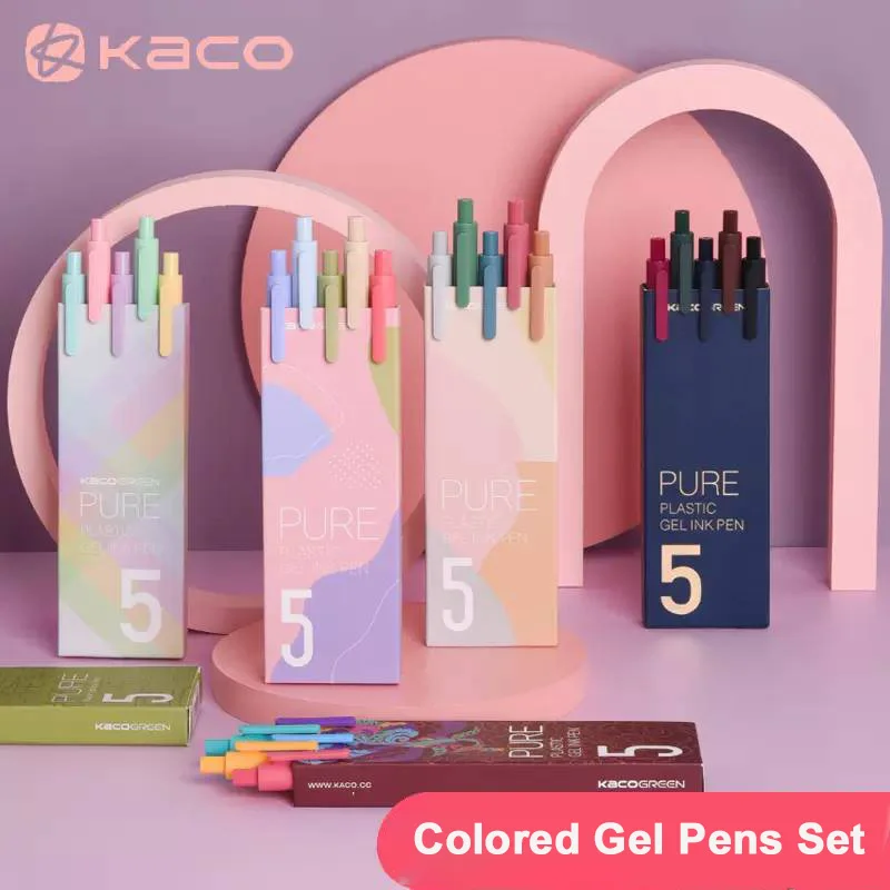 Kaco 10pcs Gel Pens Assorted Color Ink, 0.5mm Retractable Signature Rolling Ball Pens Smooth Writing for Journaling Note Taking