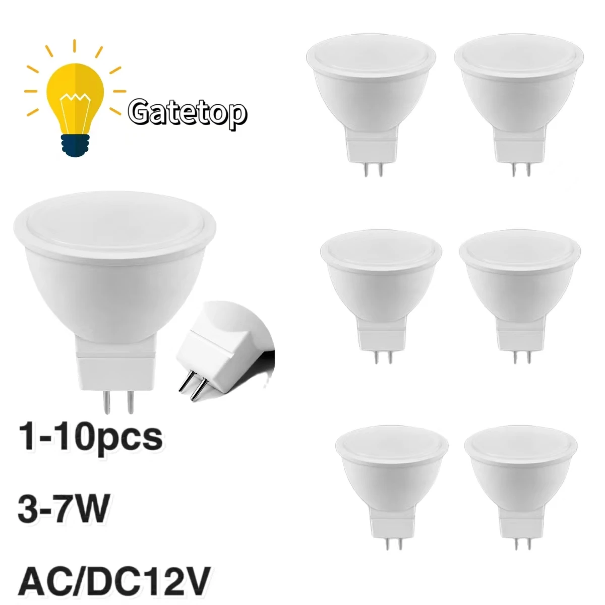 

1-10 pcs LED Spotlight MR16 GU 5.3 AC/DC 12V Light 3W -7W Warm White Day White Cold White LED Light Lamp For Home Decoration