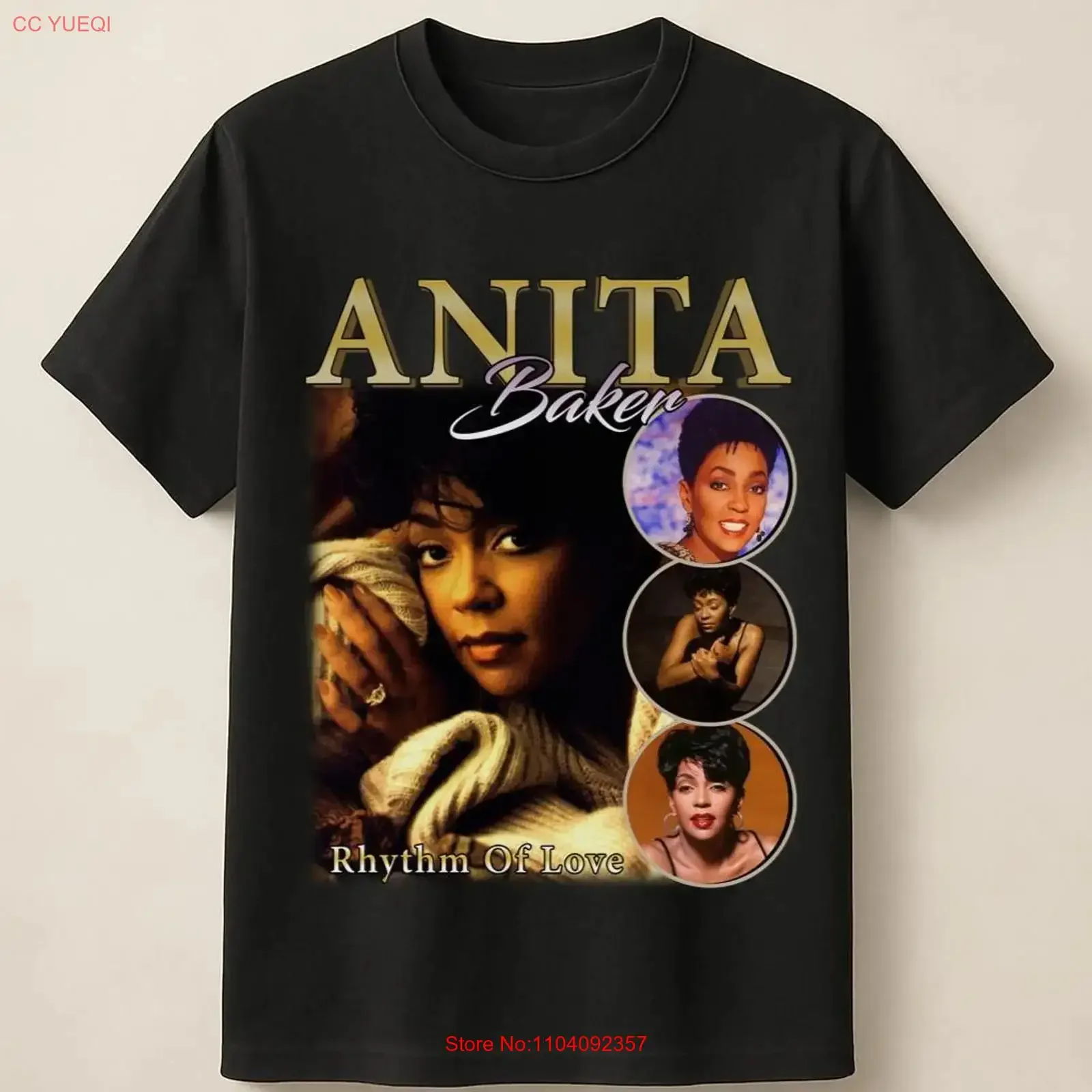 Anita Baker R B Soul Singer Rhythm of Love Album Tribute T Shirt vintage Washed streetwear Stylish designer clothes Breathable