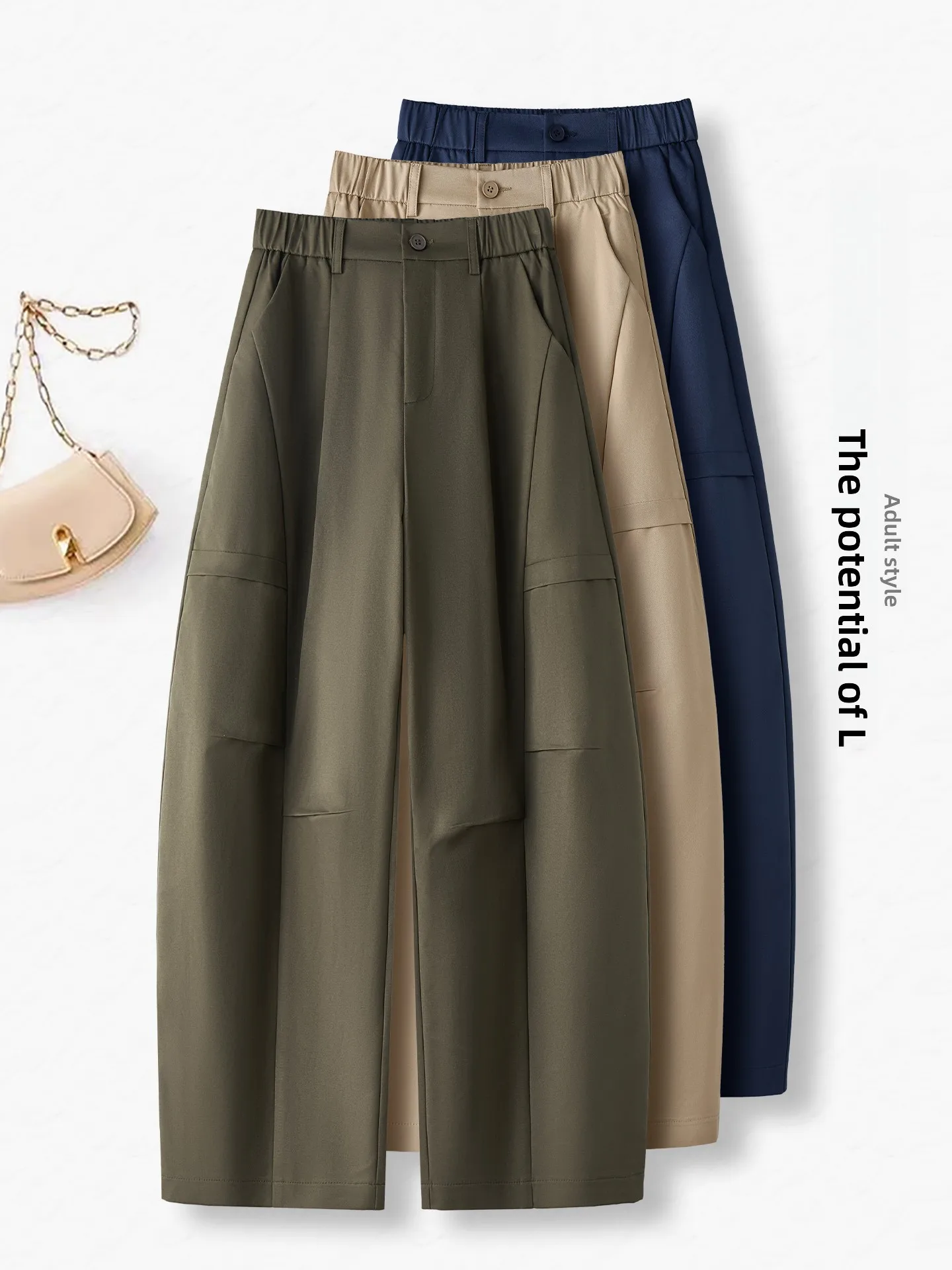 High Waist Wide Leg Knife Pleat Casual Pants Women's Spring Autumn Loose Comfortable Workwear Trousers  Style