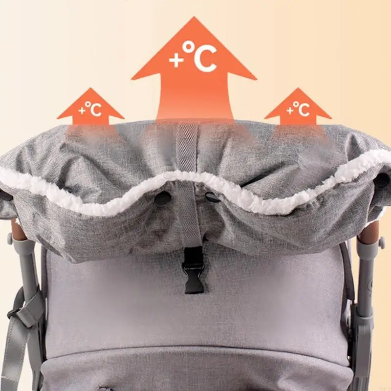 Thick Oxford Fabric Strollers Gloves With Plush Flannel Lining For Winter Warmth Waterproof Windproof Universal Baby Carriage