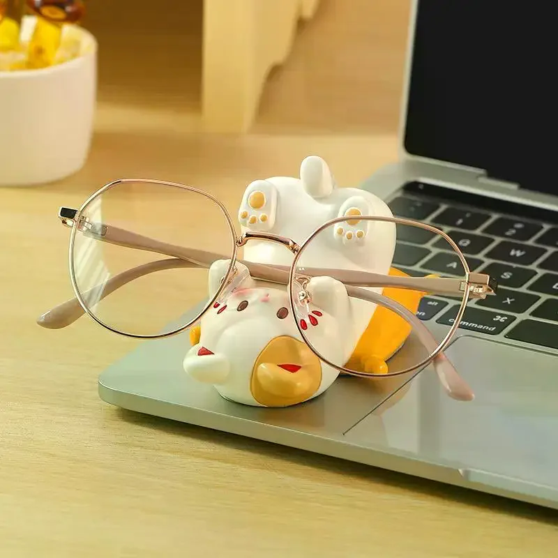 

Cute Cartoon Cat Desktop Ornaments Phone Stand Creative Desk Decor for Office Home Kawaii Cat Glasses Storage Holder