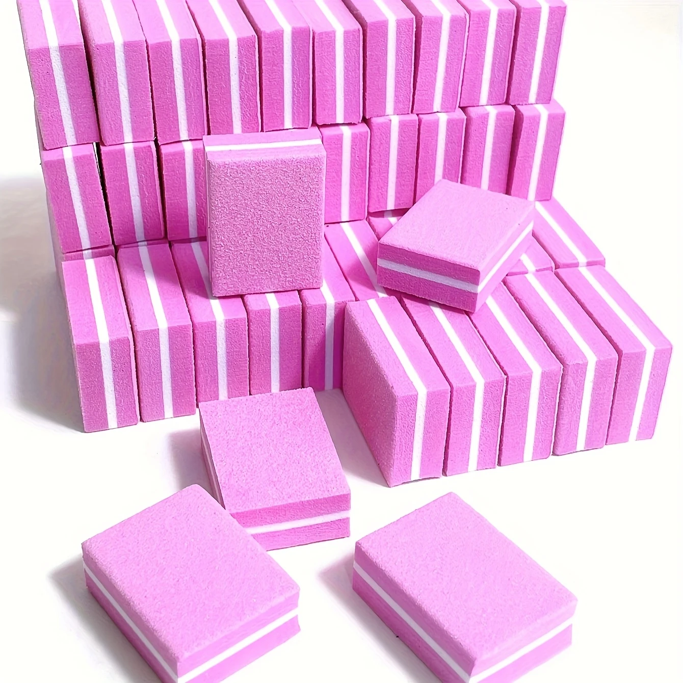 25 Pcs Pink Mini Size Dual Sided Sponge Nail Buffer Blocks, Professional Sanding Polishing Nail Files for Manicure Pedicure Nail