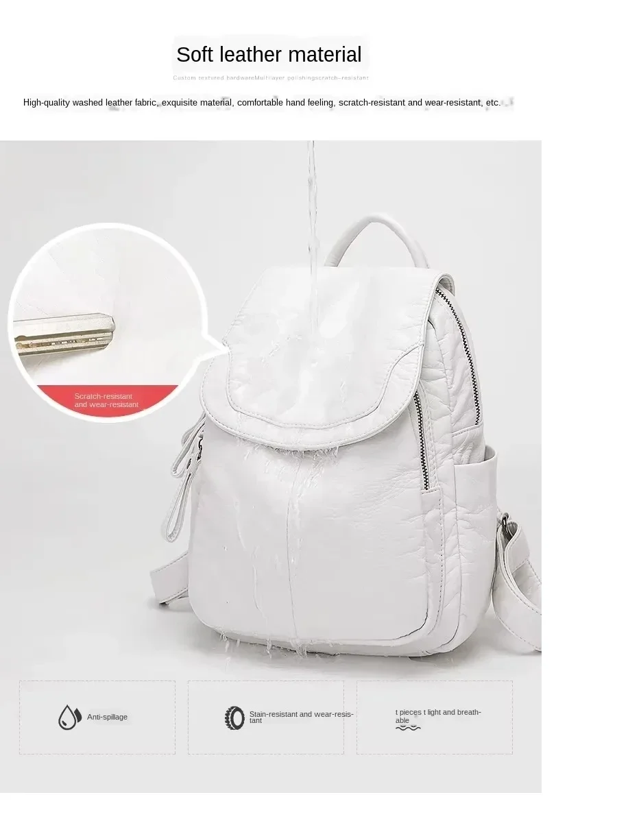 2026 Vintage-Rucksack aus gewaschenem Leder für Teenager-Mädchen, kleine Schultasche, lässiger Tagesrucksack, geräumiger, kompakter Reiserucksack – Detail 8