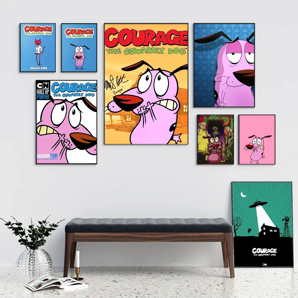 Cartoon T-COURAGE C-Cowardly Dogs Good Quality Prints and Poster Waterproof Paper Sticker Coffee House Bar Posters Wall Stickers