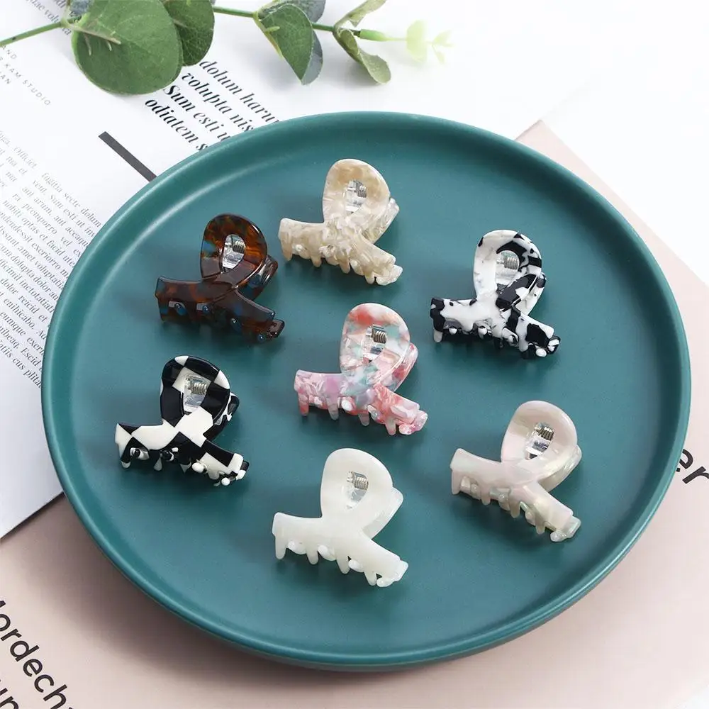 Acetate Printing Child Hairpin Cross Checkerboard Women Hair Accessories Cute Hairpin Small Hair Claw Korean Style Barrette