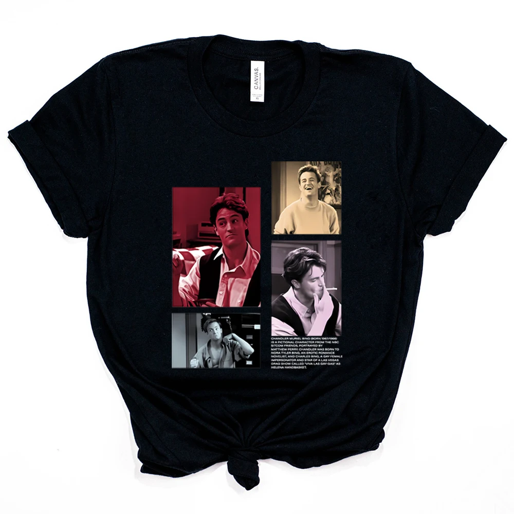 Friends TV Show T-Shirt Chandler Bing Grafik T-Shirt Honoring Matthew Perry Hommage T-Shirt Retro 90er Baggy Boyfriend Shirt Vintage Tops