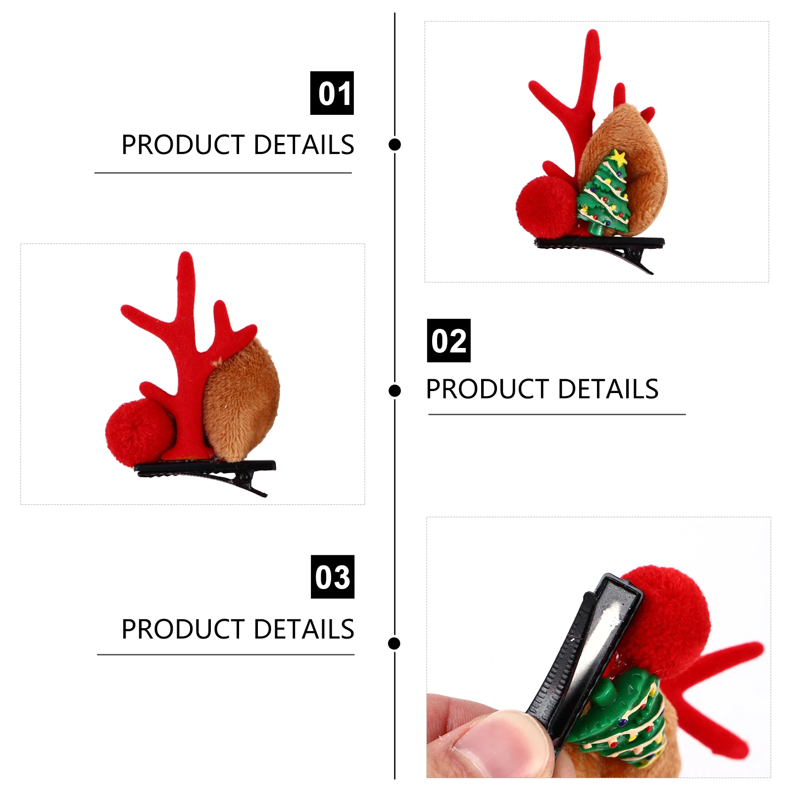 

Antler Design Red Kids Hairpin Accessories Durable Antlers Barrettes Safe Xmas Kids Hair Clamp Gifts