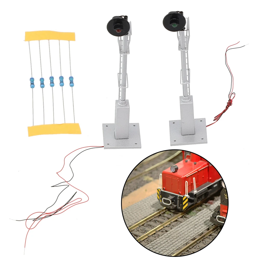 Tri-lights Model HO Scale Metal Cabinet Two lights Searchlight Signal with Steel Material and Black Wire Anode