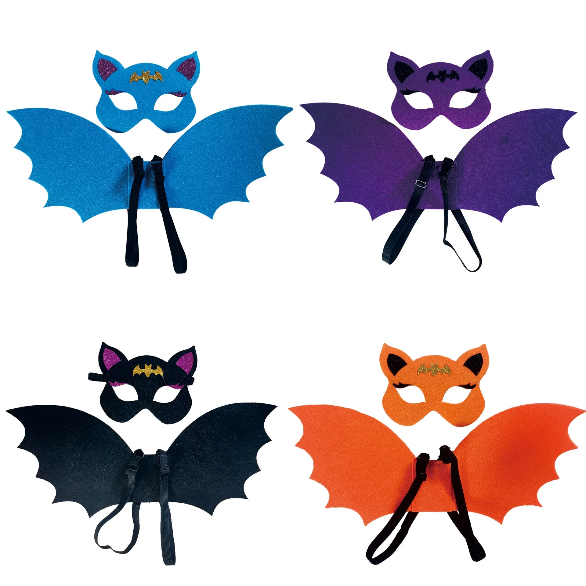 

Halloween Children's Party Bat Wings Mask Set Cosplay Devil Prop Outfit Kindergarten Performance Clothes Polyester Material