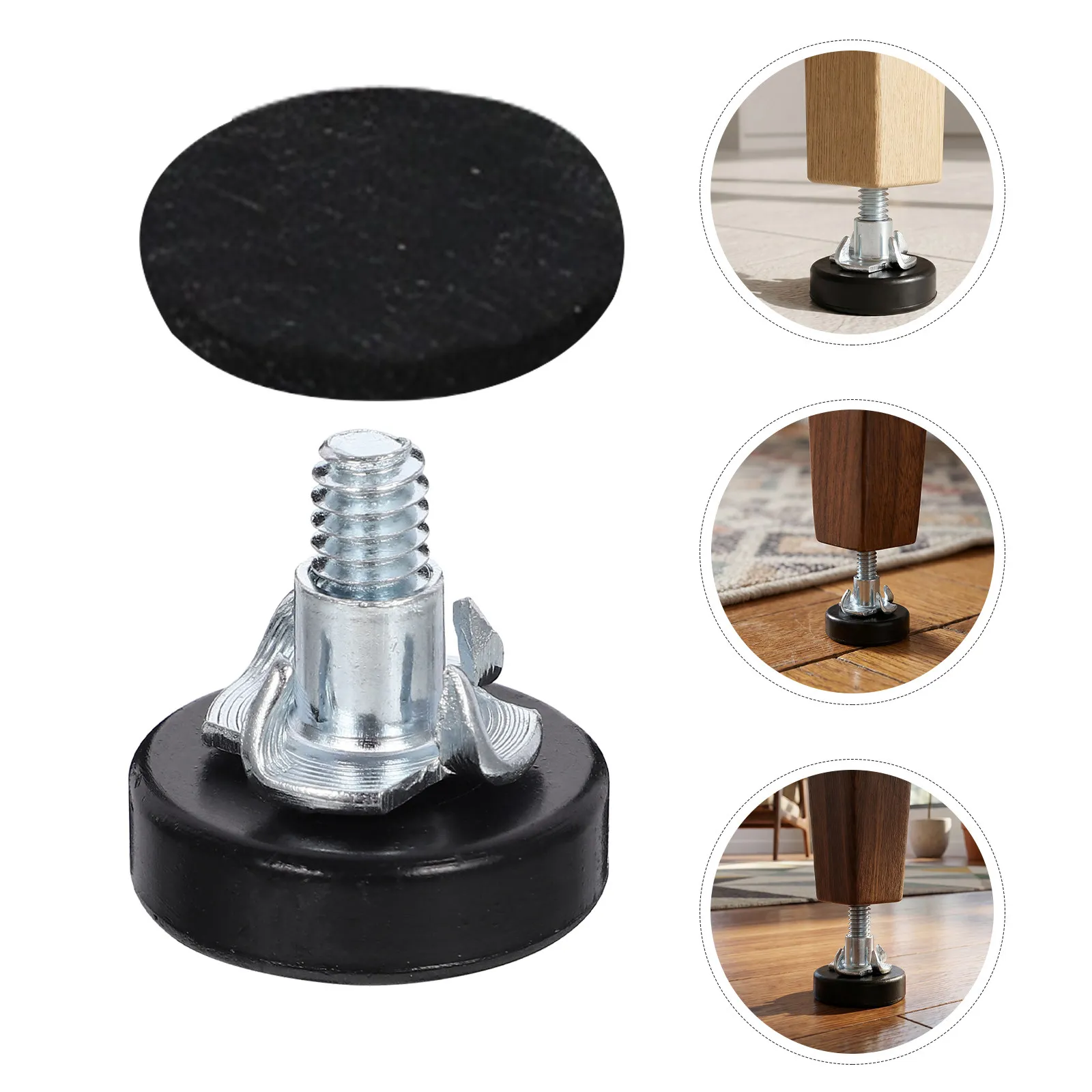 12Pcs Heavy Duty Furniture Leg Levelers Adjustable T-Nut Screw on Feet for Desk Chair Cabinet Table Floor Leveling
